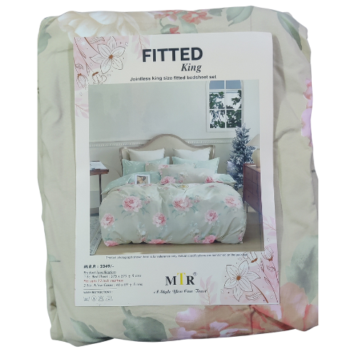 Fitted King Size Floral Rose Printed Bedsheet Set 08